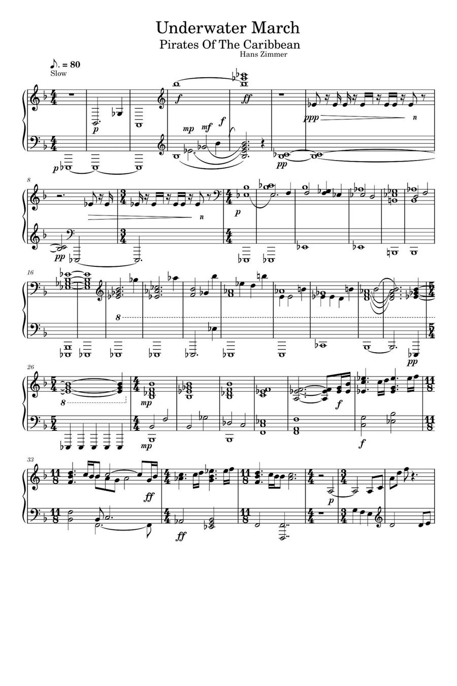 Underwater March Piano Solo scores gallery preview page 1
