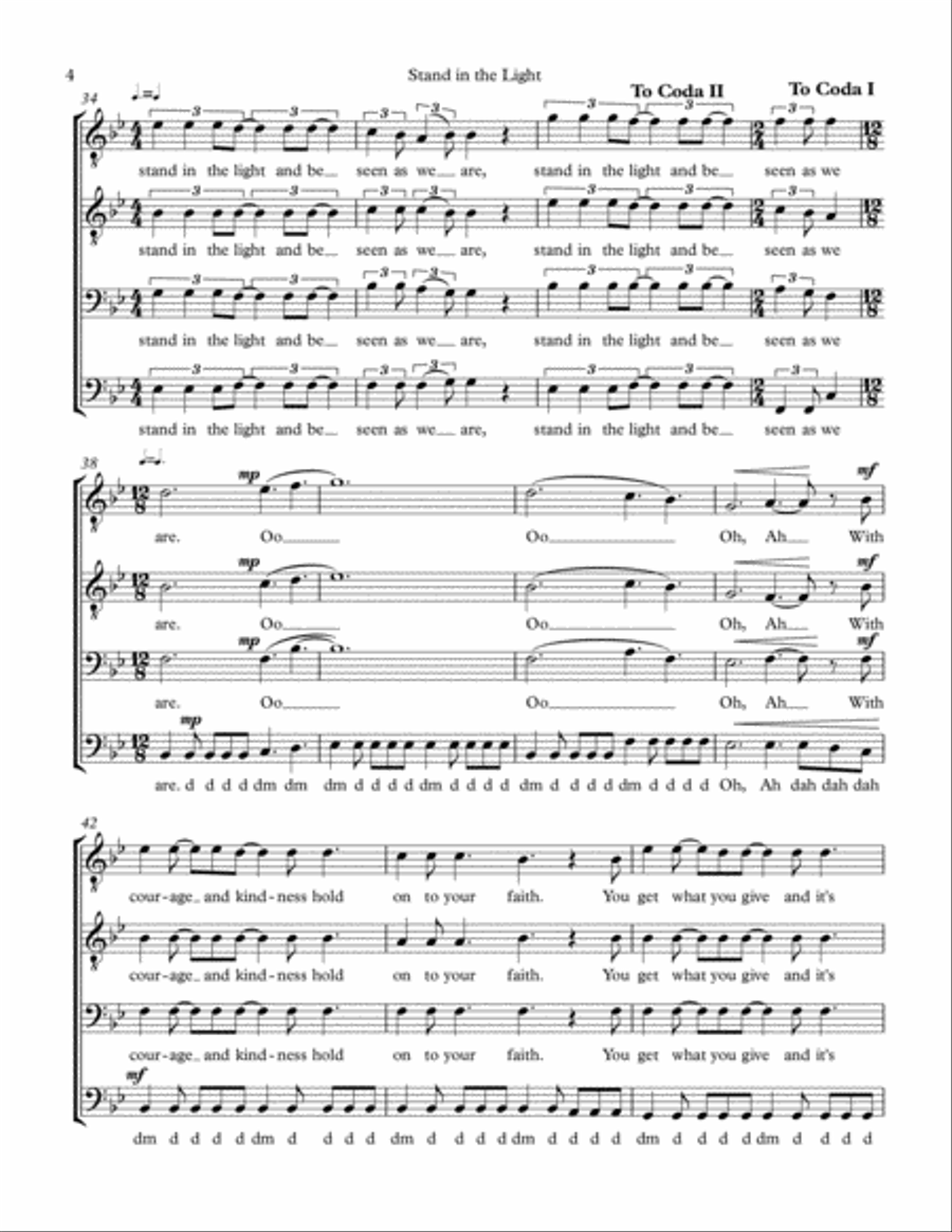 Stand In The Light TTBB scores gallery preview page 4