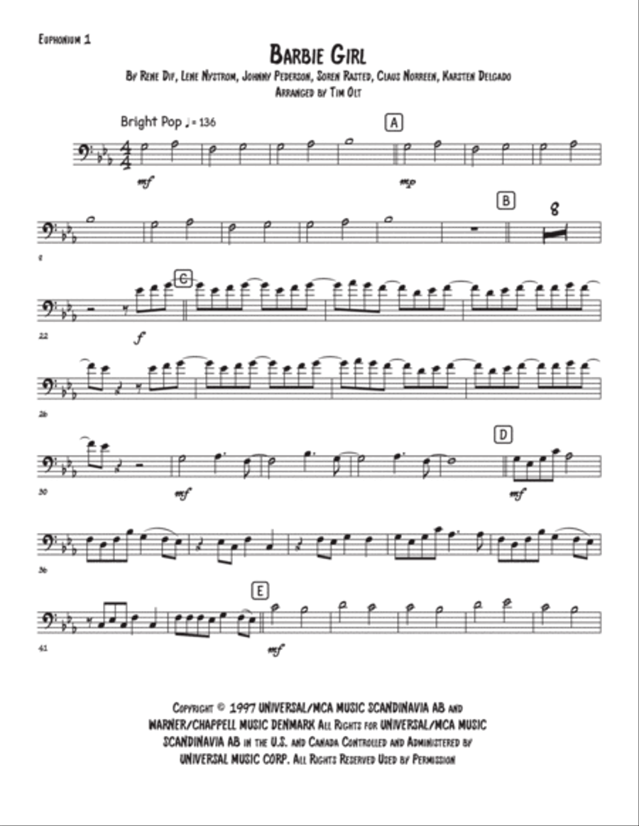 Barbie Girl Brass Quartet scores gallery preview page 6