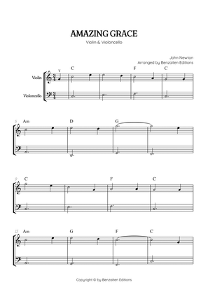 Amazing Grace • super easy violin and cello sheet music with chords