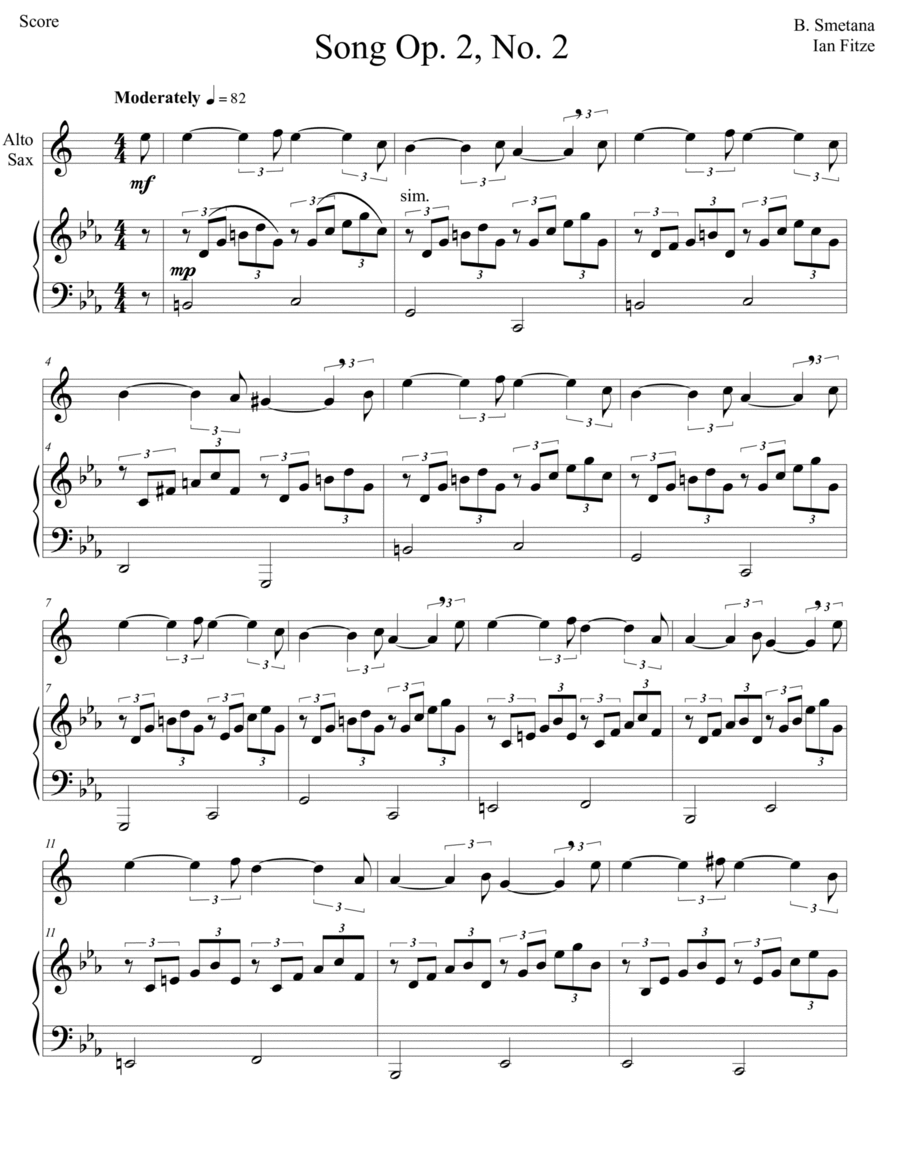 Song Op. 2, No. 2 Alto Saxophone scores gallery preview page 1