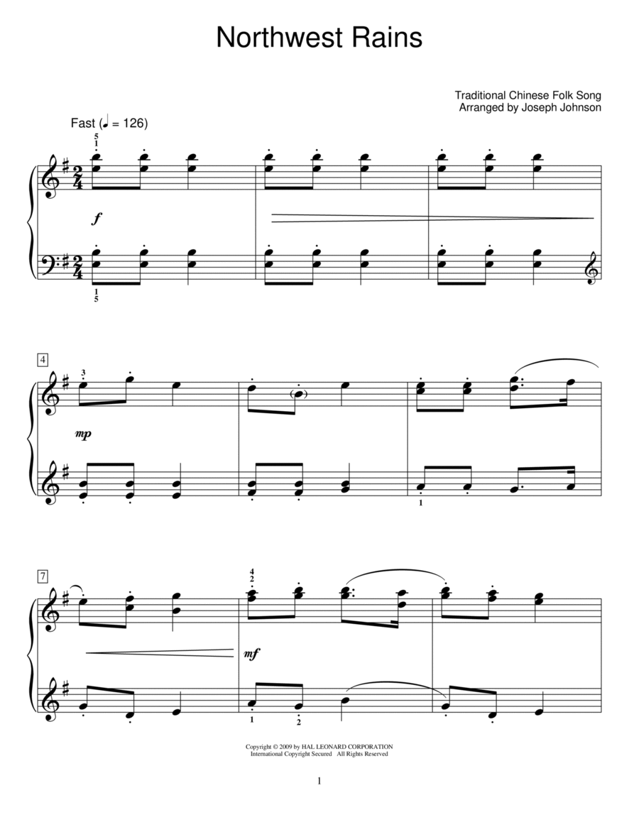 Northwest Rains (arr. Joseph Johnson) Piano Method scores gallery preview page 1