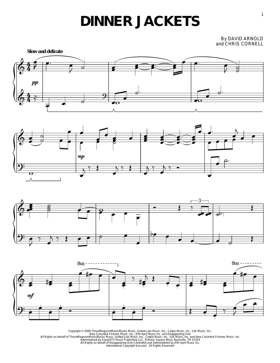 Dinner Jackets Piano Solo scores gallery preview page 1