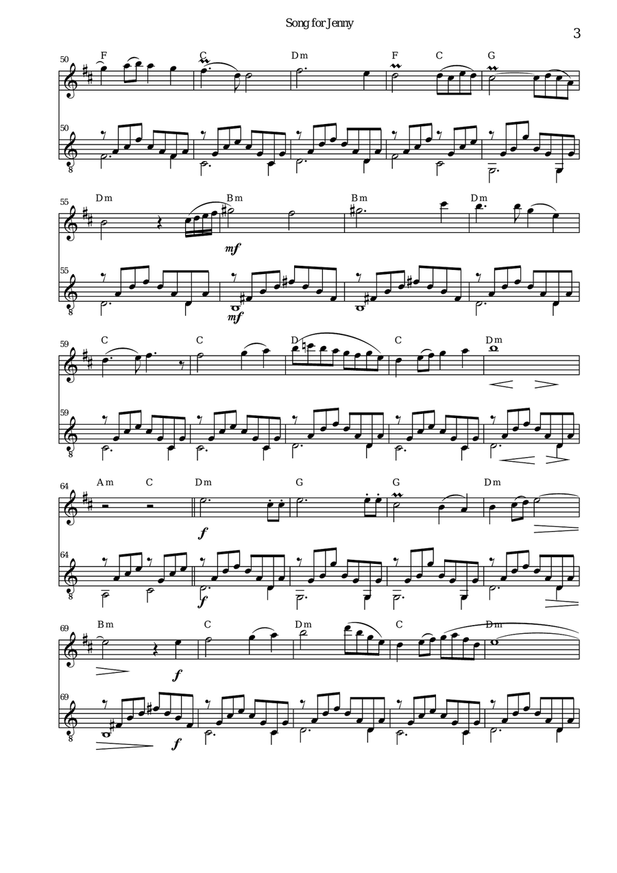 Song for Jenny for clarinet and guitar Clarinet scores gallery preview page 3