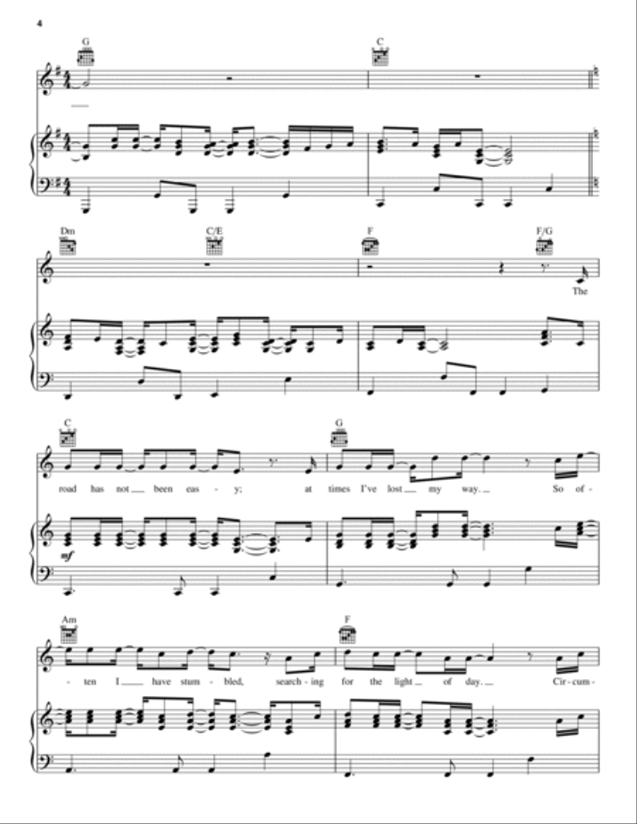 The Reason That I'm Standing Piano, Vocal, Guitar scores gallery preview page 4