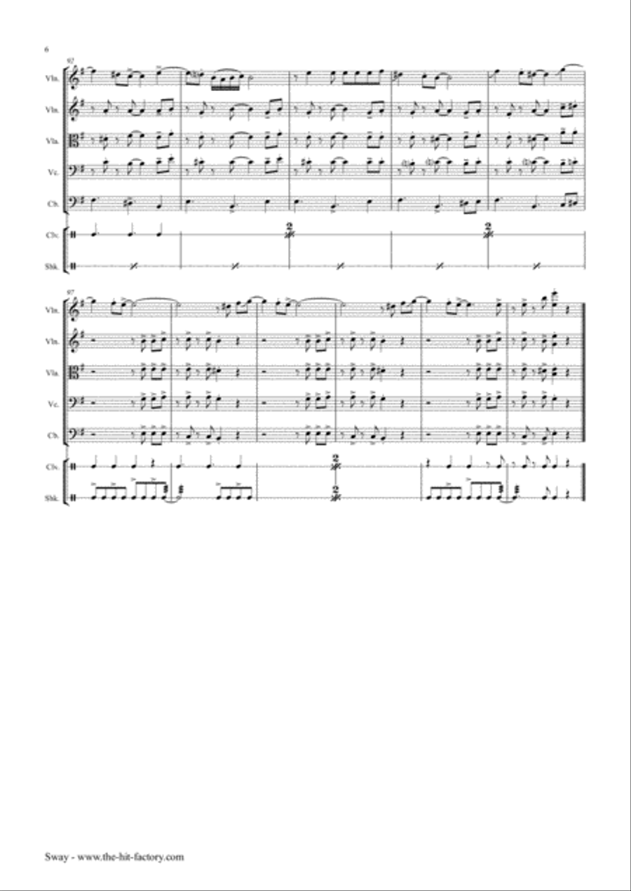 Sway (Quien Sera) String Quartet scores gallery preview page 6