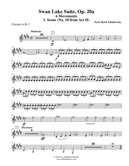 Swan Lake Suite, 6 Movements and 8 Movements - Clarinet in Bb 2 (Transposed Part)