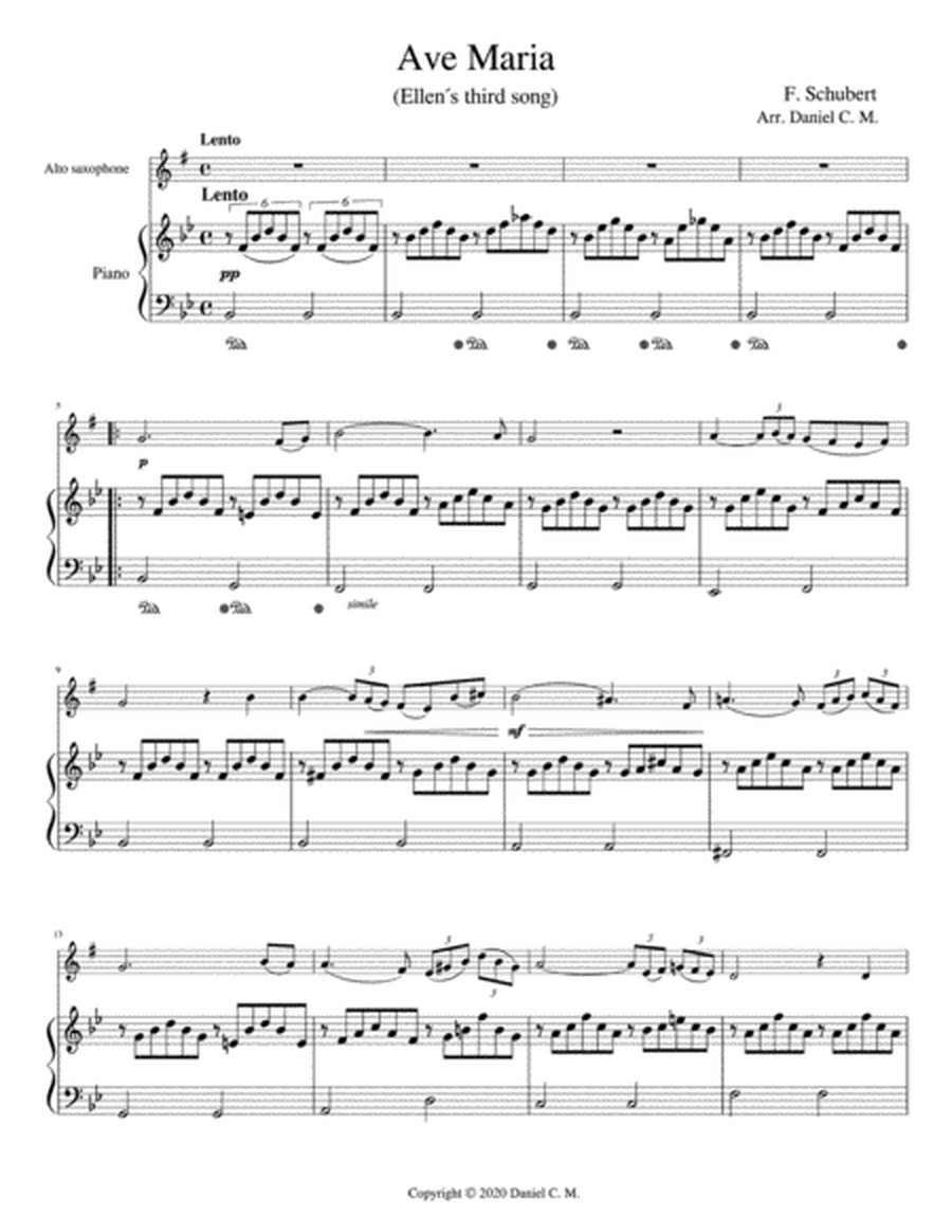 Ave Maria for alto saxophone and piano image number null