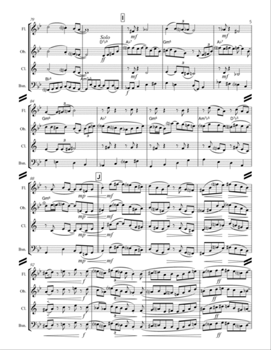 A Night In Tunisia Woodwind Quartet scores gallery preview page 6
