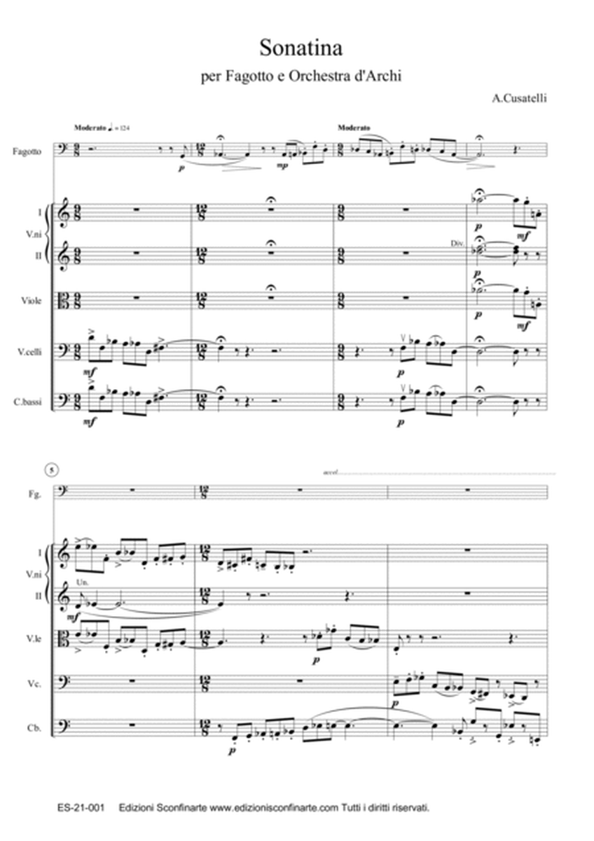Alessandro Cusatelli: SONATINA (ES-21-001) per fagotto e orchestra d’archi