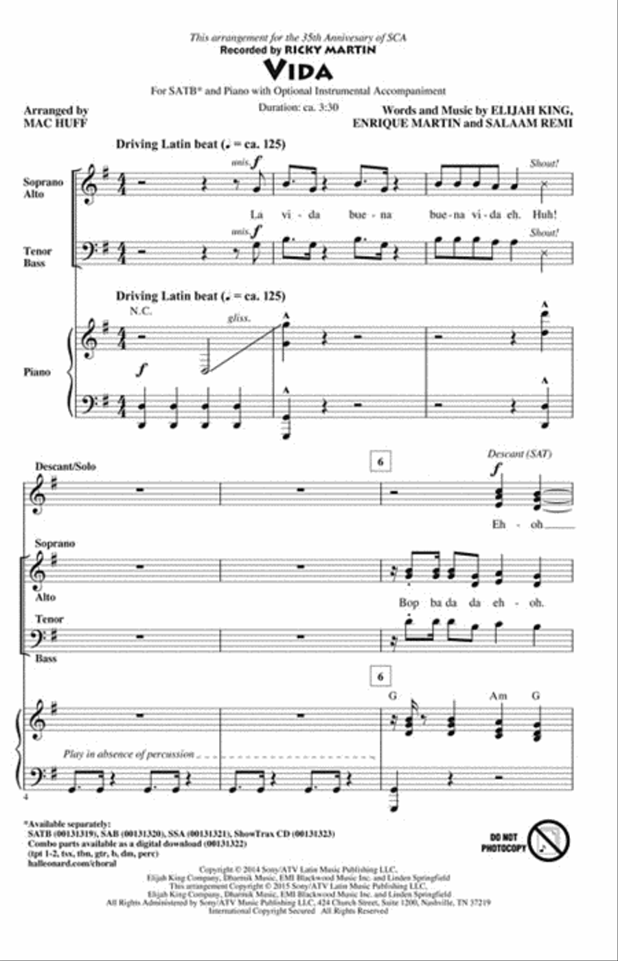 Vida Vida 4-Part scores gallery preview page 2