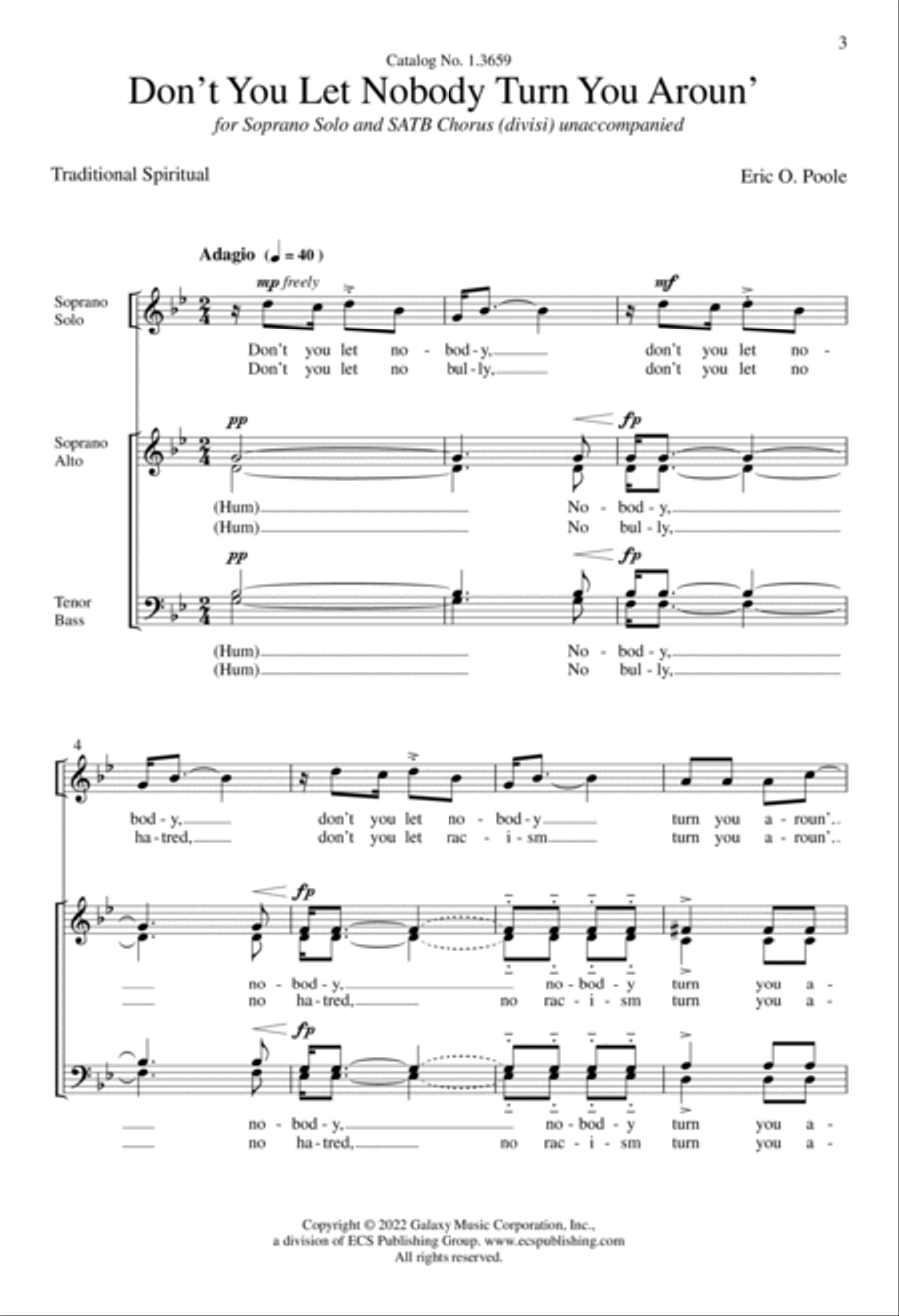Don't You Let Nobody Turn You Aroun' Divisi scores gallery preview page 3