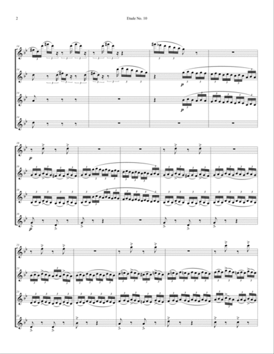 Franz Liszt, Etude No.10. Arranged for Clarinet Quartet Clarinet Quartet scores gallery preview page 2