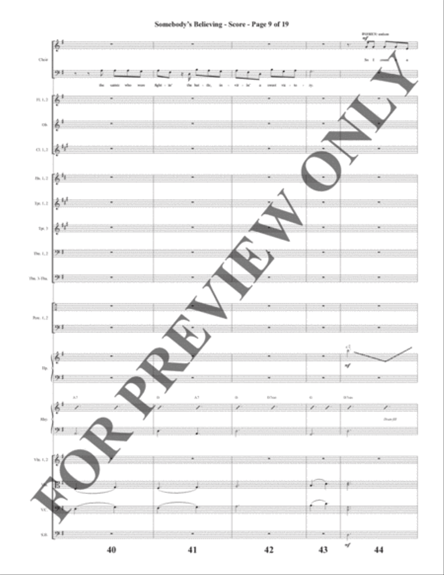 Somebody's Believing - Orchestration Choir scores gallery preview page 10