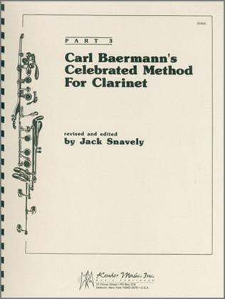 Book cover for Carl Baermann's Celebrated Method For Clarinet, Part 3