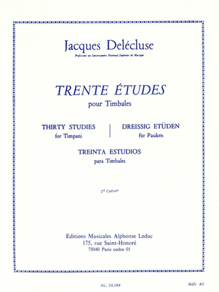 Jacques Delecluse - Trente Etudes Pour Timbales (2e Cahier)