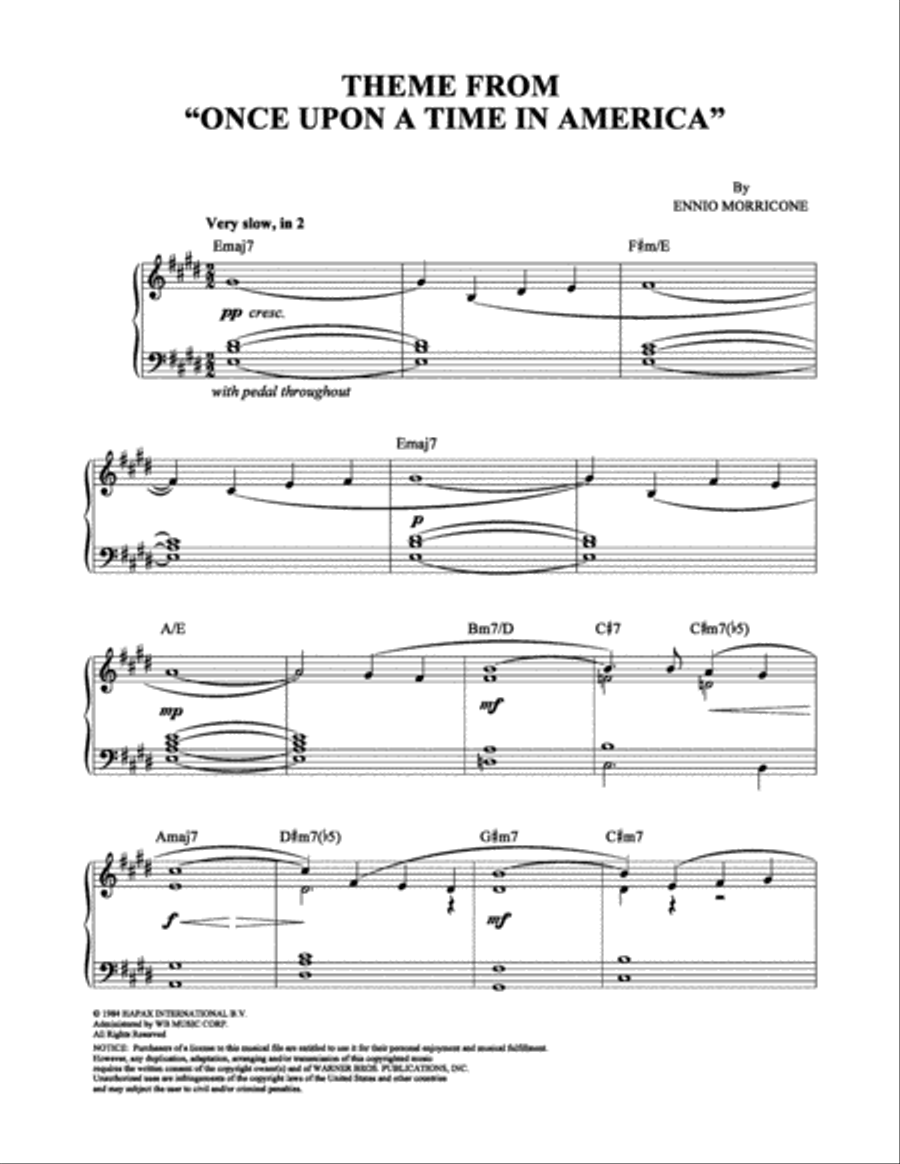 Once Upon a Time in America (Main Theme) Piano Solo scores gallery preview page 1
