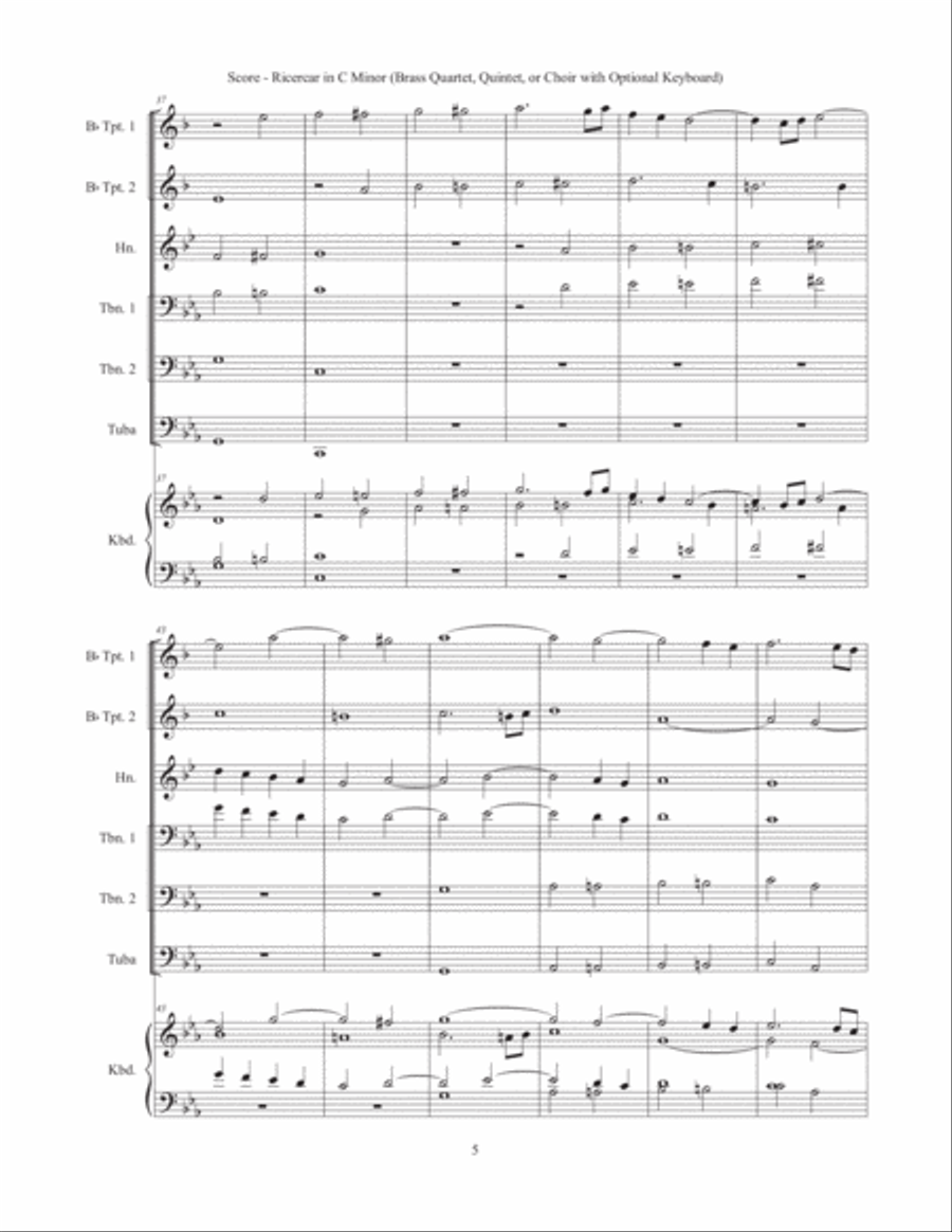 Ricercar in C Minor (Brass Quartet, Brass Quintet, or Brass Choir) Brass Quartet scores gallery preview page 5