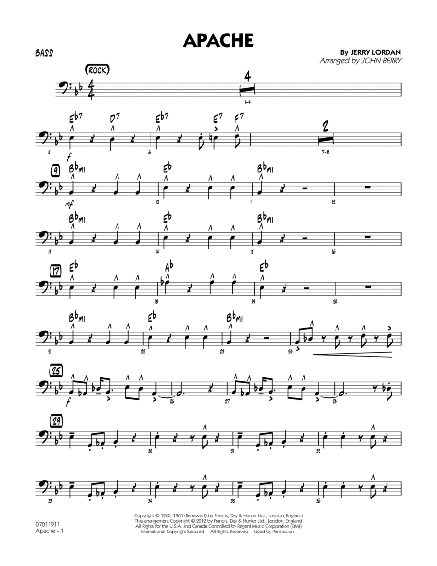 Apache - Bass Apache - Bass Jazz Ensemble scores gallery preview page 1