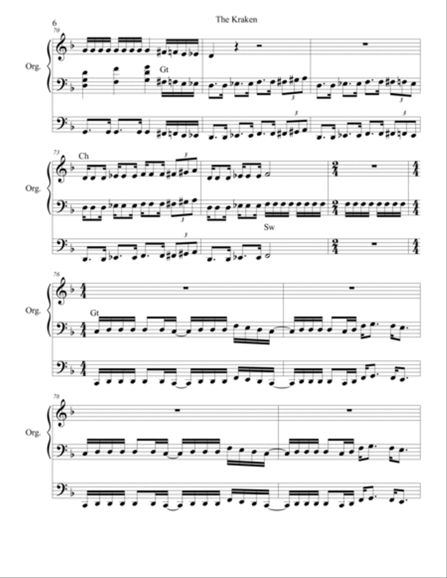 The Kraken The Kraken Organ Solo scores gallery preview page 6