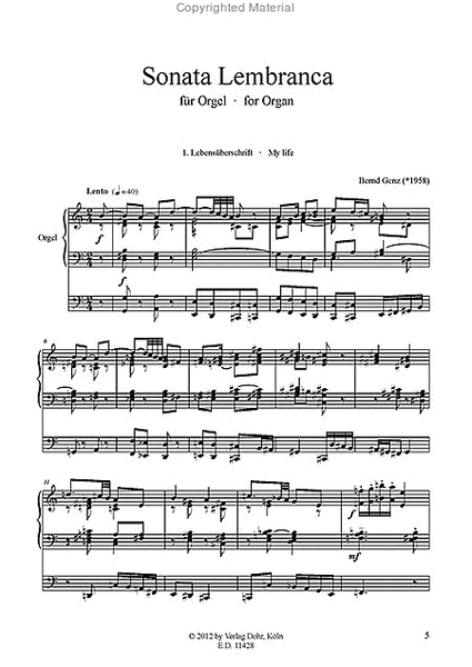 Sonata lembranca für Orgel (2008/09)
