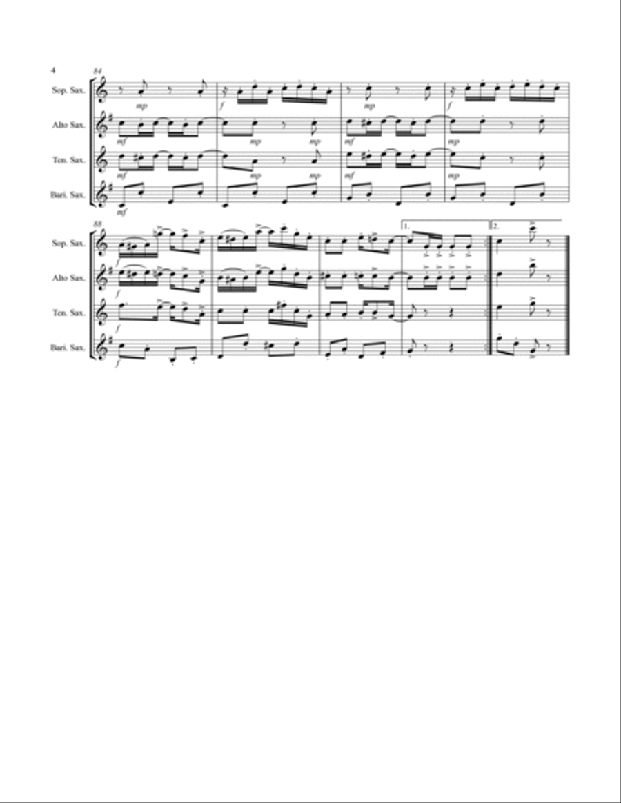 Joplin - “The Entertainer” (for Saxophone Quartet SATB) Saxophone Quartet scores gallery preview page 5
