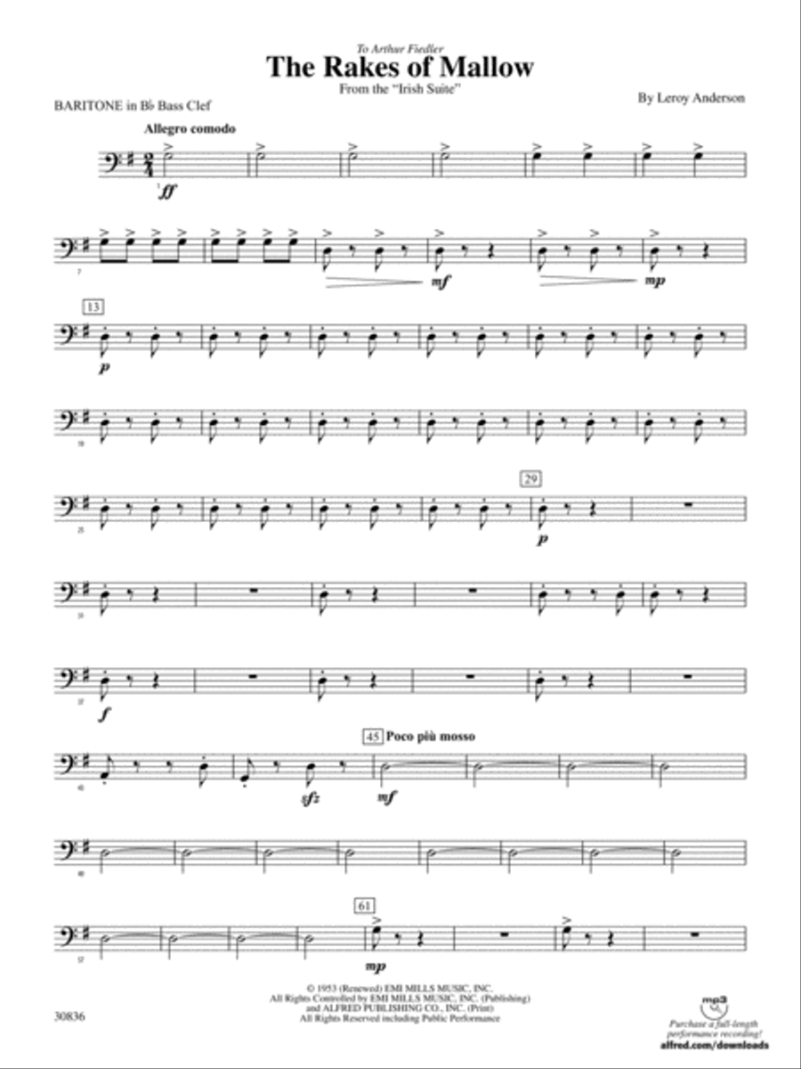 The Rakes of Mallow (from the Irish Suite): (World Part) B-flat Baritone B.C. Concert Band scores gallery preview page 1
