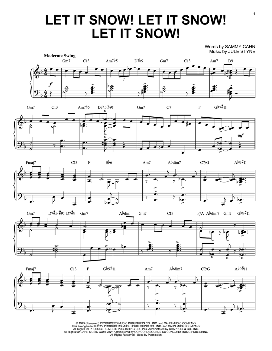 Let It Snow! Let It Snow! Let It Snow! [Jazz version] (arr. Brent Edstrom) Piano Solo scores gallery preview page 1