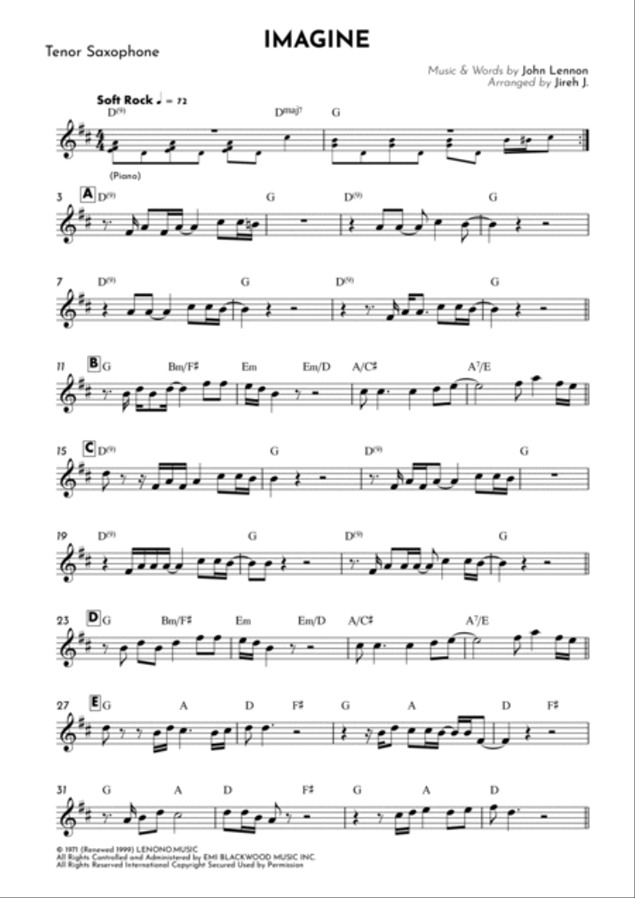 Imagine Tenor Saxophone scores gallery preview page 2