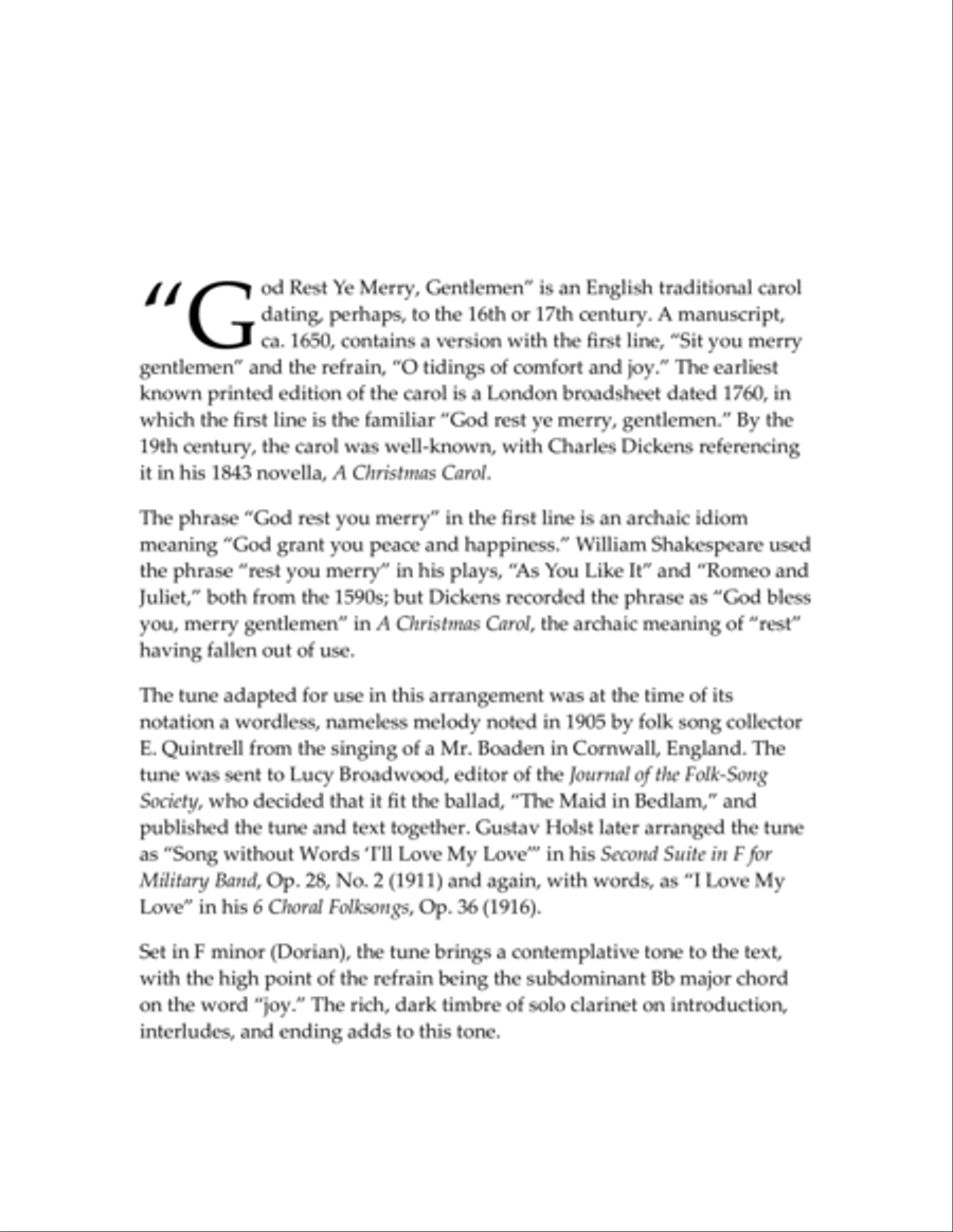God Rest Ye Merry, Gentlemen (Cornish folk tune) — SATB voices, clarinet, piano 4-Part scores gallery preview page 2