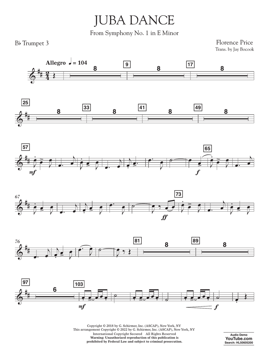 Juba Dance (from Symphony No. 1) - Trumpet 3 in Bb Concert Band scores gallery preview page 1