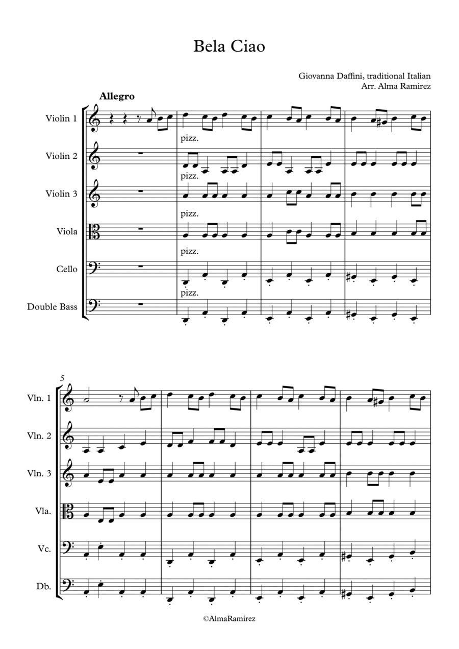 Bela Ciao Bela Ciao String Orchestra scores gallery preview page 1