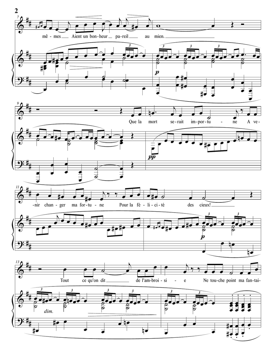 HAHN: À Chloris (in 3 low keys: D, D-flat, C major) Piano, Vocal scores gallery preview page 3