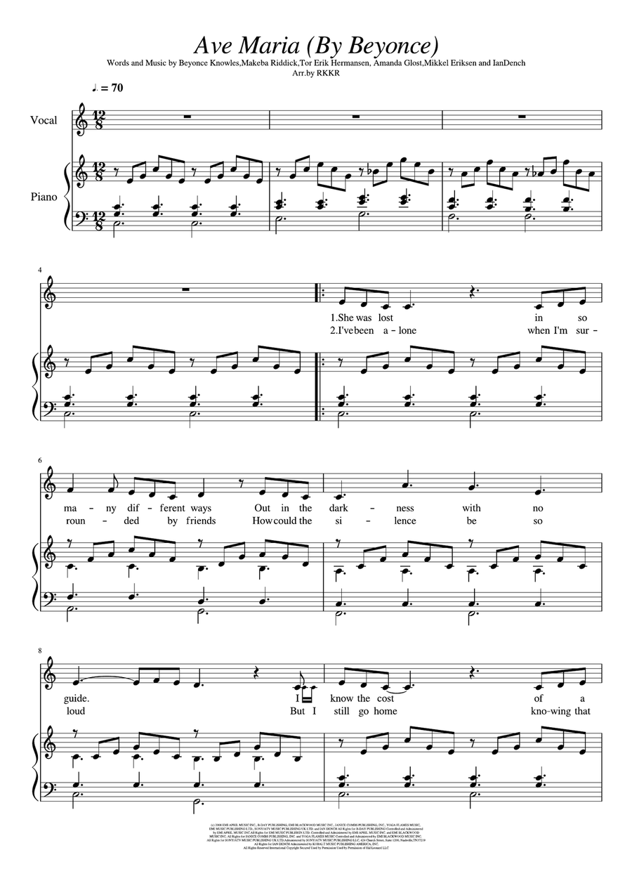 Ave Maria Piano, Vocal scores gallery preview page 1