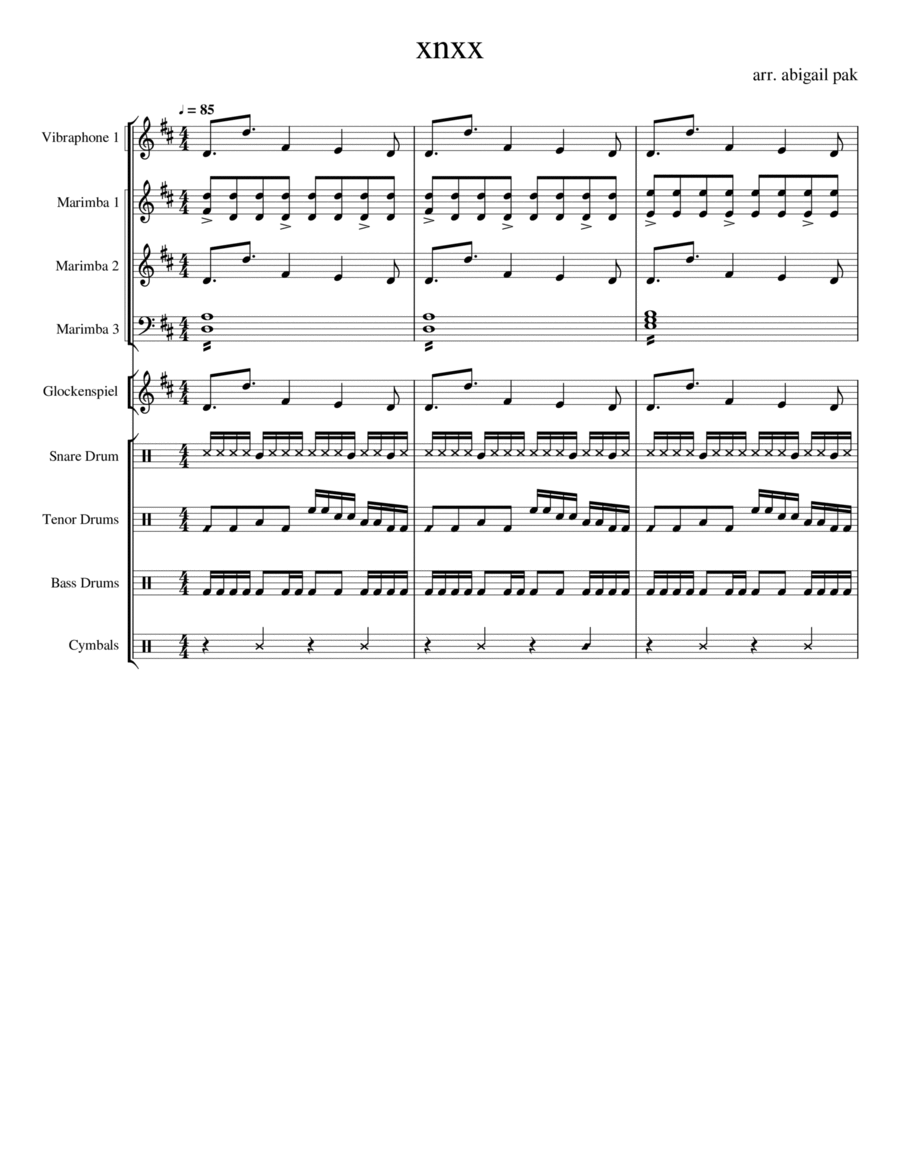 Xnxx Percussion Ensemble scores gallery preview page 1