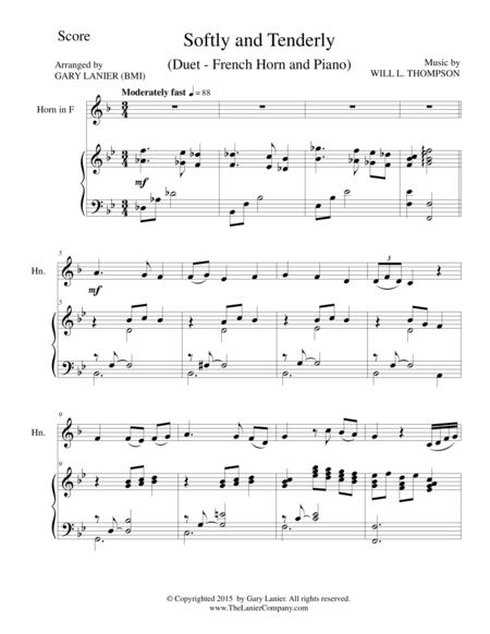 SOFTLY AND TENDERLY (Duet – French Horn and Piano/Score and Parts) image number null