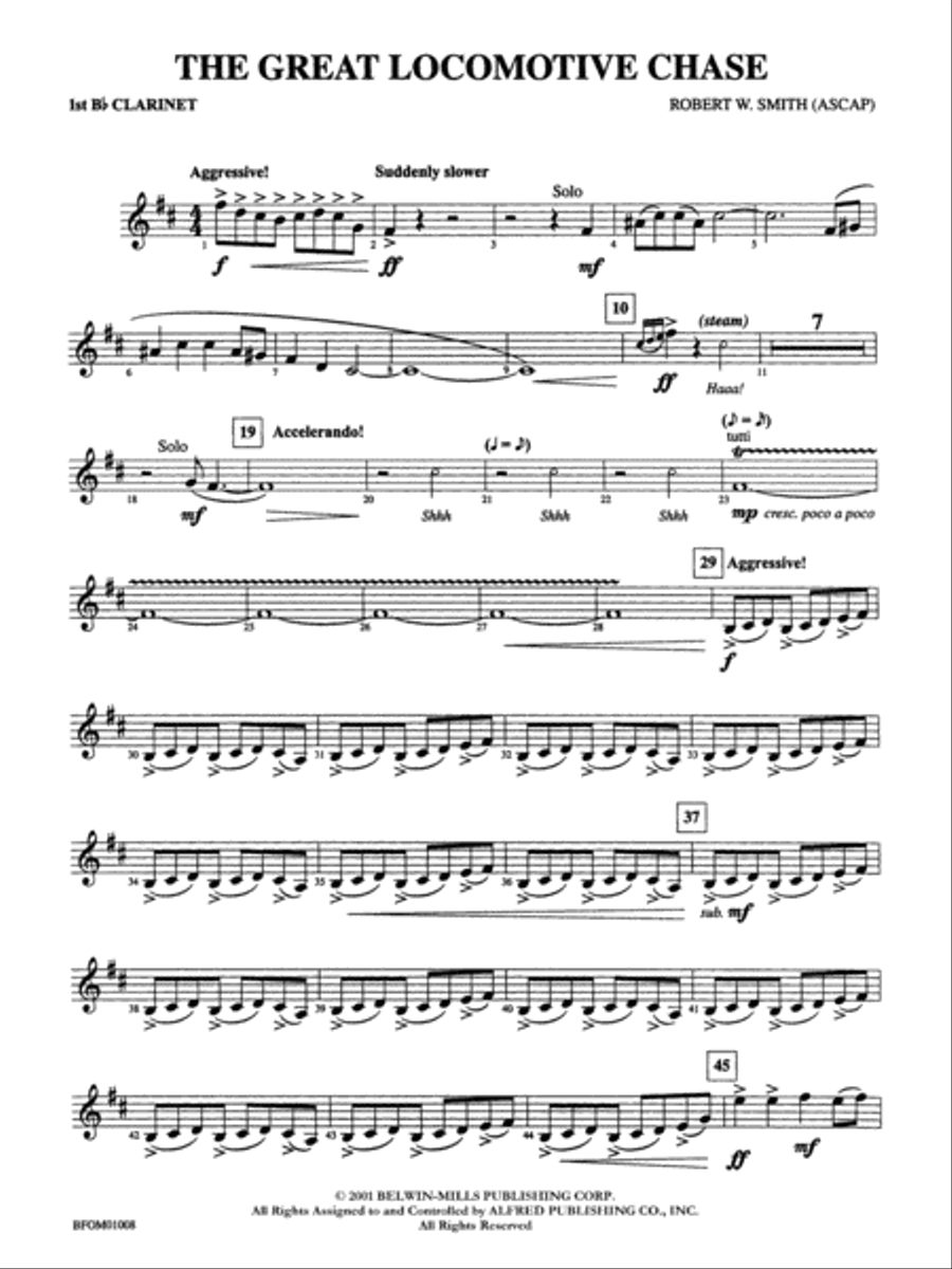 The Great Locomotive Chase: 1st B-flat Clarinet Full Orchestra scores gallery preview page 1