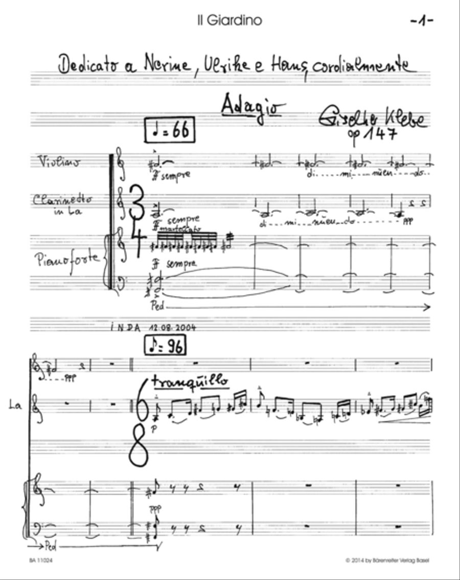 Il Giardino op. 147 Il Giardino op. 147 Clarinet scores gallery preview page 2