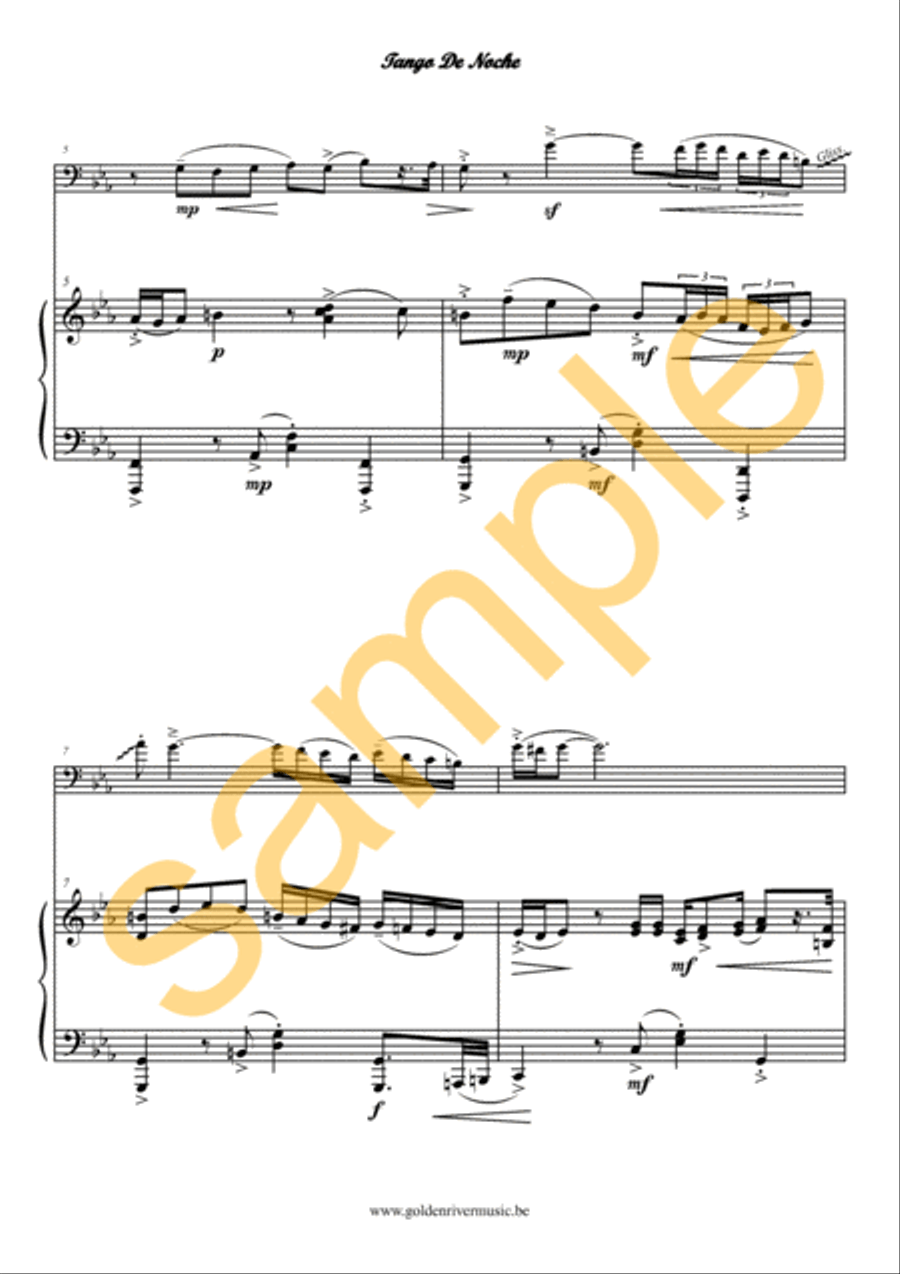 Tango de Noche / Tango Night for cello Clarinet Solo scores gallery preview page 3