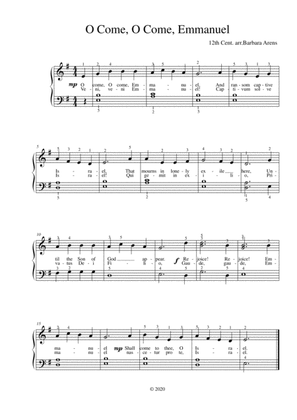 O Come O Come Emmanuel Easy Piano with lyrics in English & Latin