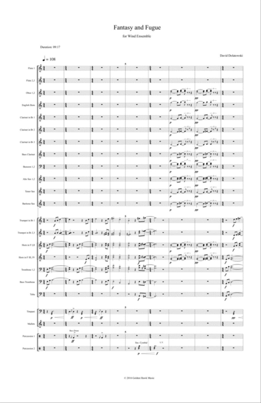 Fantasy and Fugue for Wind Ensemble Concert Band scores gallery preview page 1