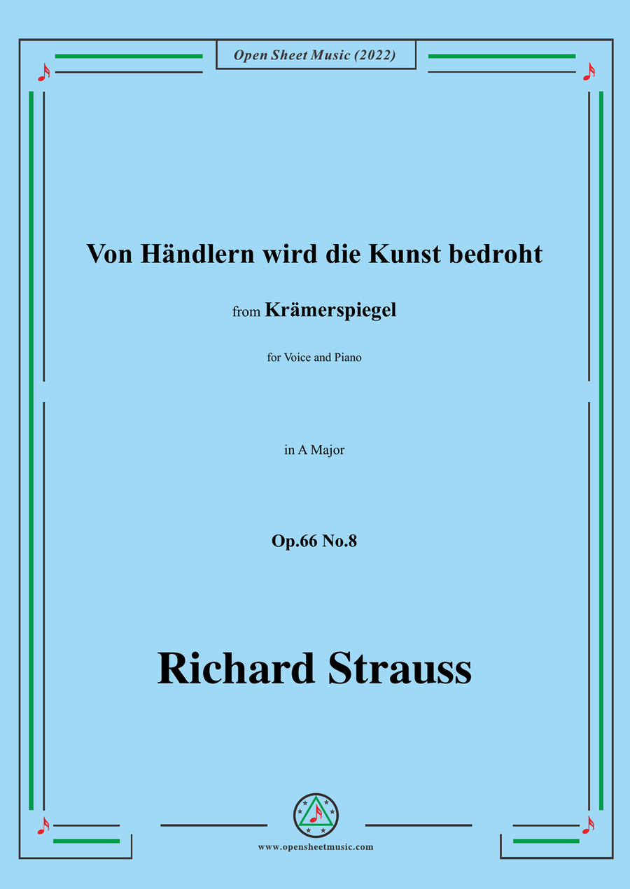 Richard Strauss-Von Händlern wird die Kunst bedroht,in A Major,Op.66 No.8