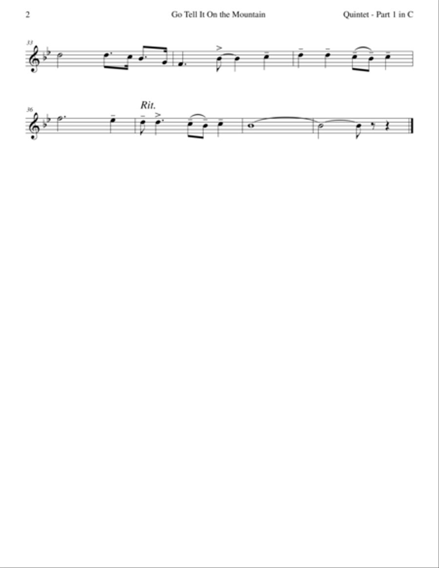 Go Tell It On the Mountain (Brass Quintet) Brass Quintet scores gallery preview page 5