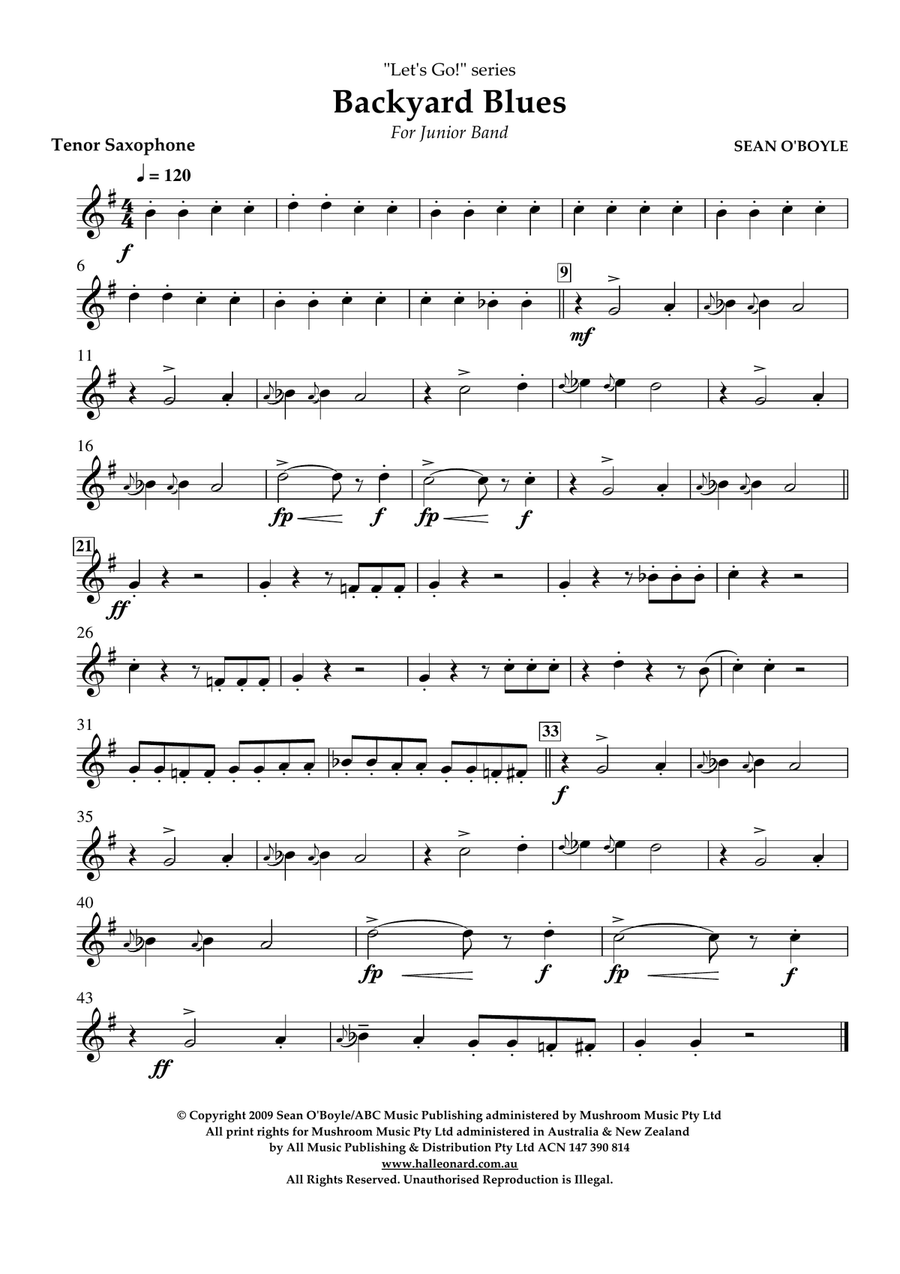 Backyard Blues - Tenor Saxophone