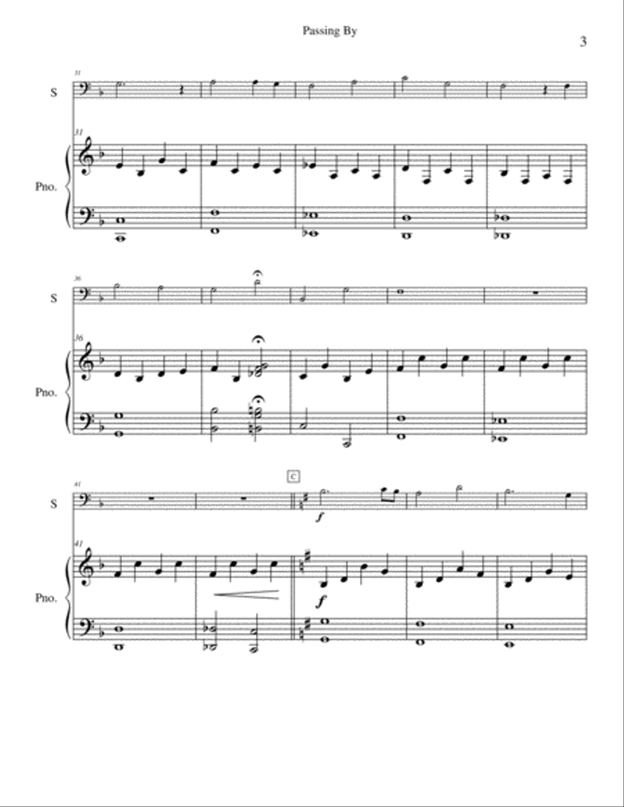 Passing By Piano scores gallery preview page 3