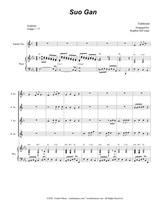 Book cover for Suo Gan (Saxophone Quartet and Piano)