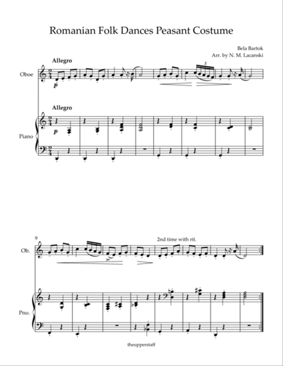 Romanian Folk Dances Peasant Costume Piano scores gallery preview page 2