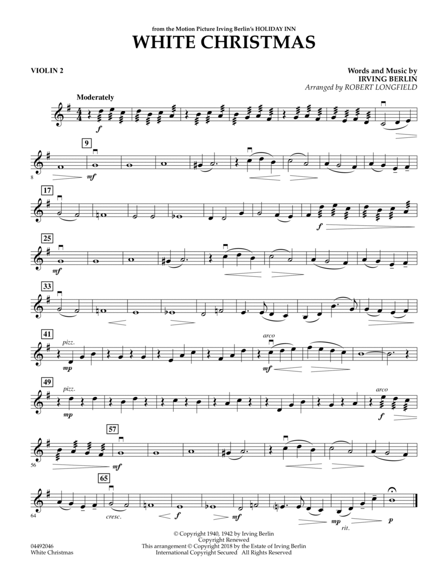 White Christmas (arr. Robert Longfield) - Violin 2 String Quartet scores gallery preview page 1