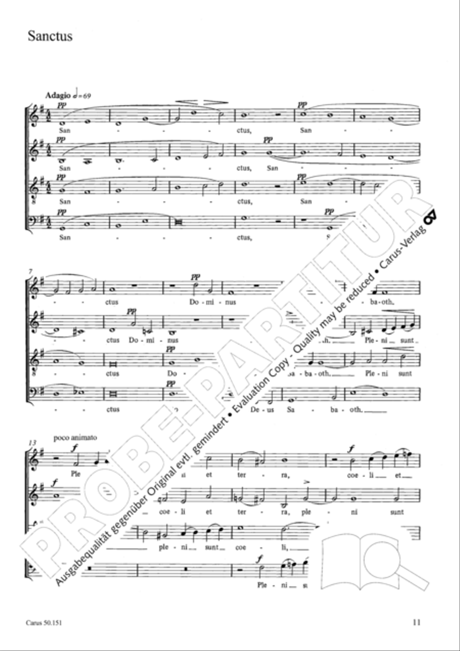 Missa St. Crucis in G 4-Part scores gallery preview page 12
