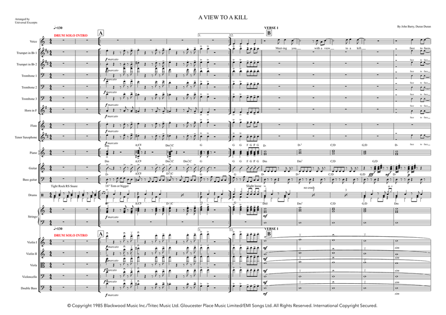 A View To A Kill A View To A Kill Jazz Ensemble scores gallery preview page 1